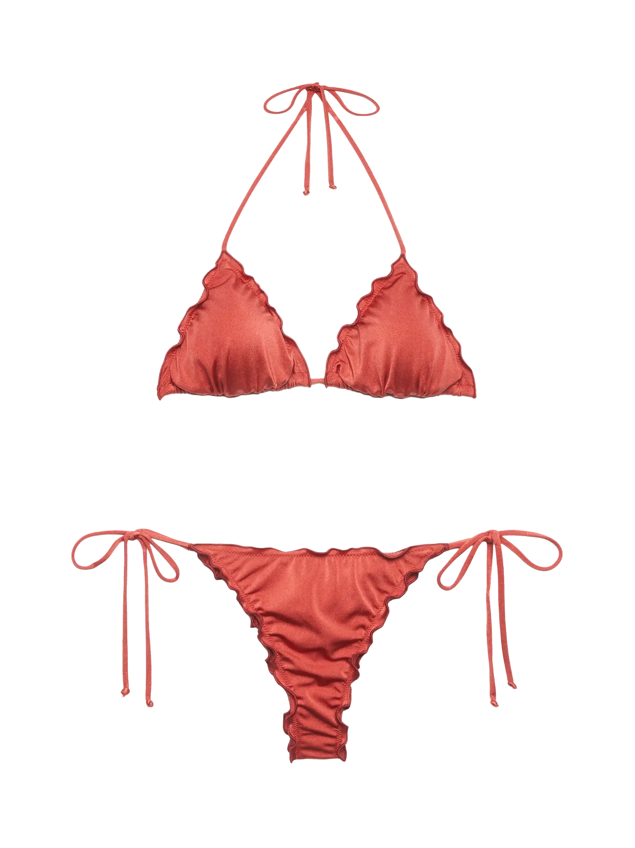 Sagittarius Miami Classic Triangle Bikini in Brick Red Shimmer