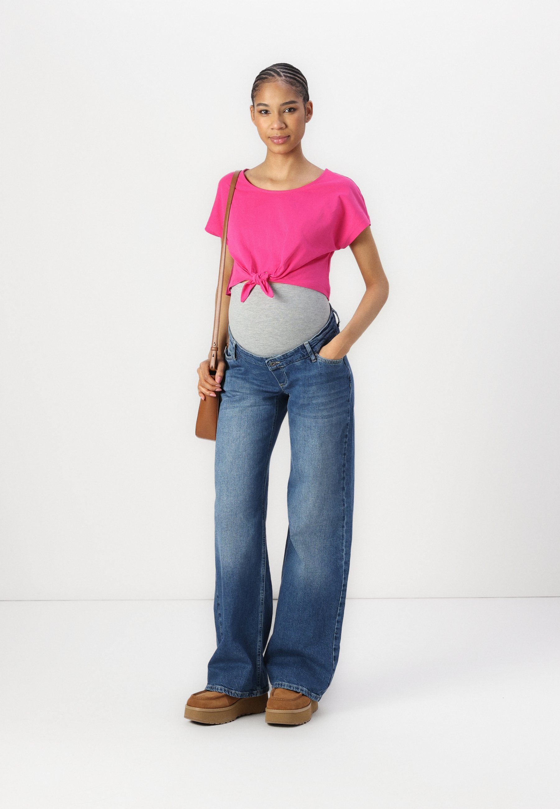 Even&Odd zwangerschapsset van 2 stuks - basic T-shirt - wit/roze
