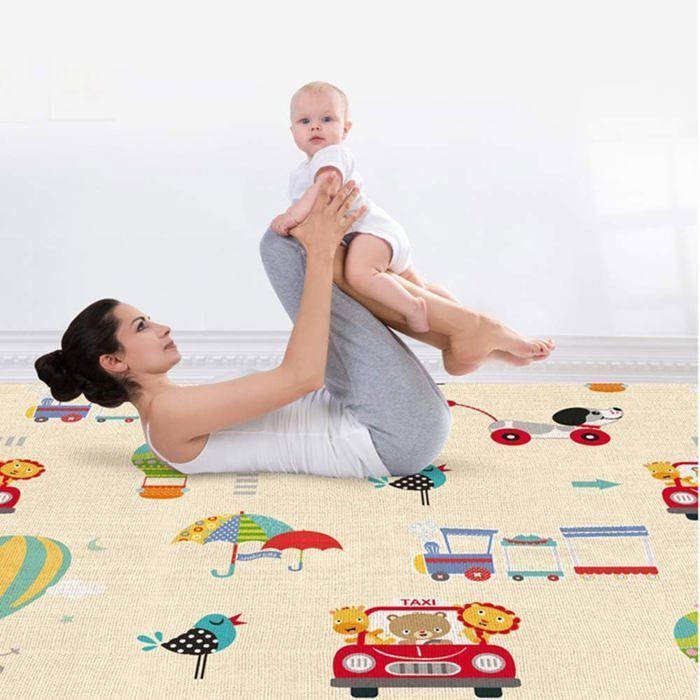 Alfombra de juegos para bebé de 180x100x1cm, gruesa, plegable y reversible - Impermeable, doble cara - Alfombra de actividades para bebés