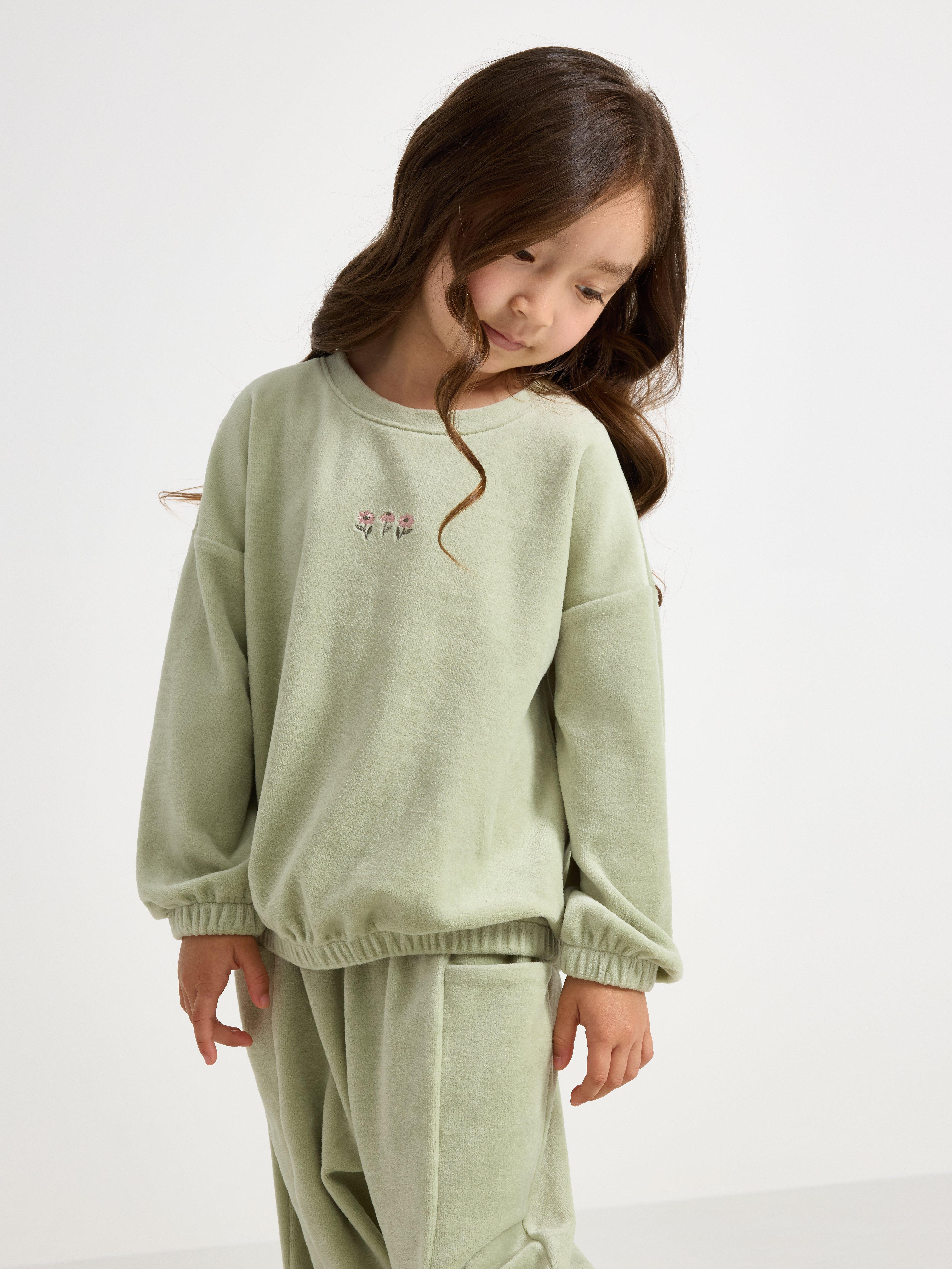 Jersey extragrande de terciopelo verde empolvado
