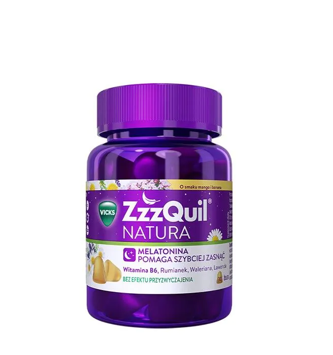 Zzzquil Natura Smak Mango i Banan, Suplement diety poprawiający jakość snu, Żelki