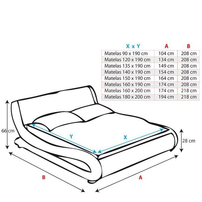 Struttura letto - ALESSIA - Letto matrimoniale 180x200cm - Ecopelle - Rete a doghe