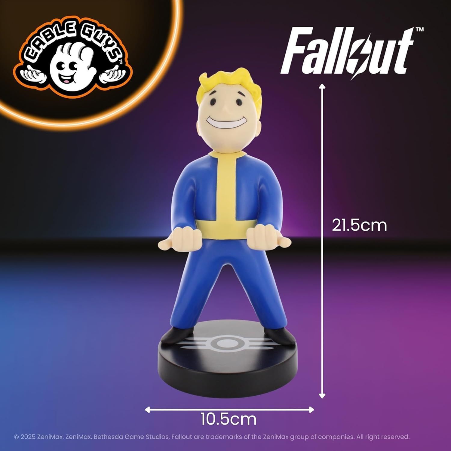 Statuetta Fallout Vault Boy - EXQUISITE GAMING - Cable Guys - Cavo USB incluso - Supporto per smartphone o piccoli accessori - 20 cm