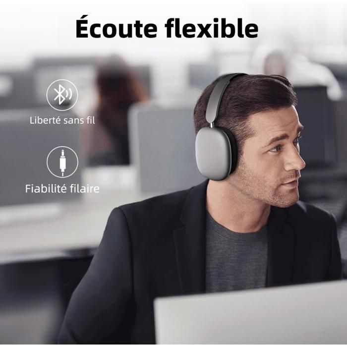 Cuffie wireless - FINGERTIME - Bluetooth 5.4 - Autonomia della batteria di 80 ore - Cancellazione del rumore ANC - QuietComfort - Nero