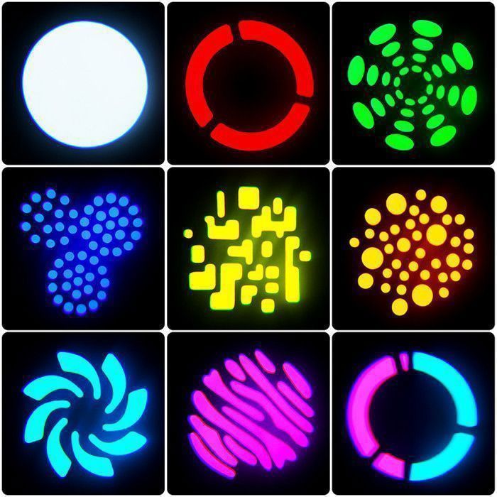 JAJALUYA 150W Jeux de Lumiere DJ - Lyre LED RGBW DMX Gobo Beam - Lumière de Scène Avec Console 384 Canaux - Pack DE 4
