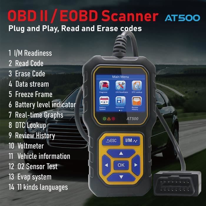 Diagnostic auto-OBD2 - MIOLOE - Voiture - Noir - Universel