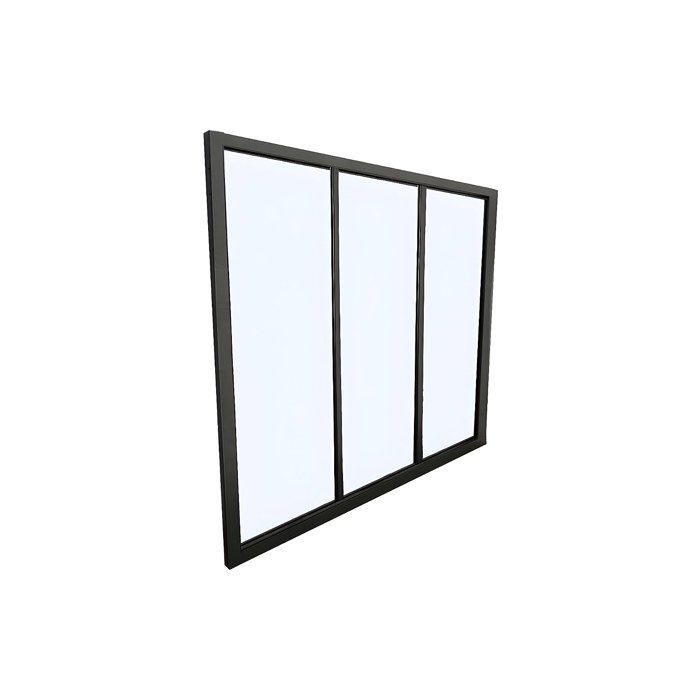 Techo de cristal de aluminio con recubrimiento en polvo, estilo taller - 90x130 cm - Negro - BAYVIEW