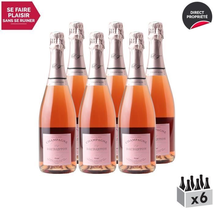 Champán Rosado - Paquete de 6 x 75cl - Champán Daubenton - Variedad de Uva Pinot Noir