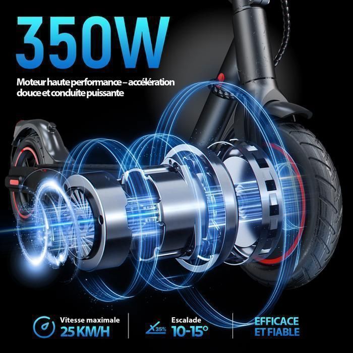 Trottinette Electrique Pliable iScooter E9 avec Sac, Autonomie 30KM, Moteur 350W Batterie 7.5Ah Pneus 8.5