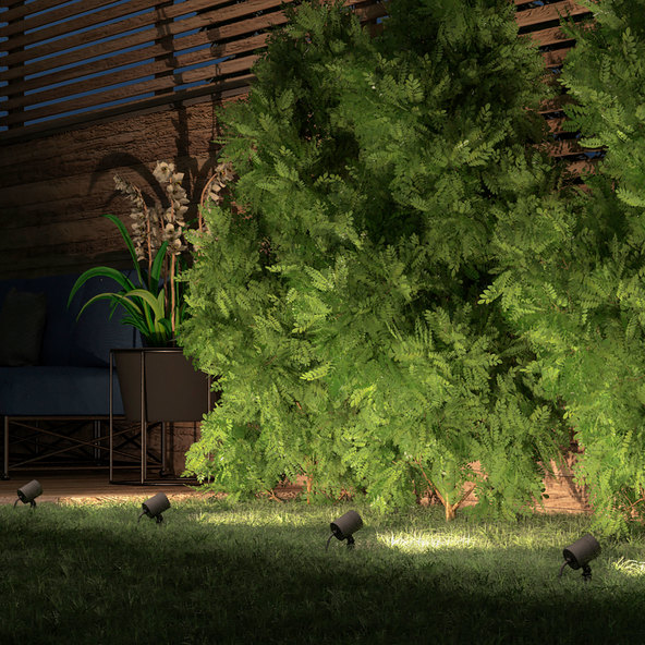 Smarte LED-Gartenspots Flores Gen2, λευκό + χρώμα, σετ 3er