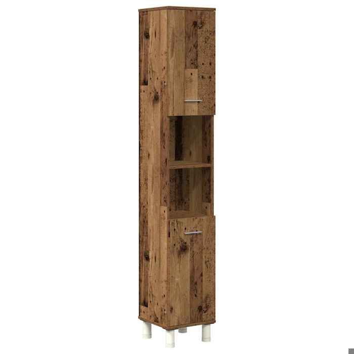Badezimmermöbel-Set KALISSE – 3-teilig – Holzwerkstoff – Altholz – 80 x 20,5 x 64 cm – 30 x 30 x 179 cm