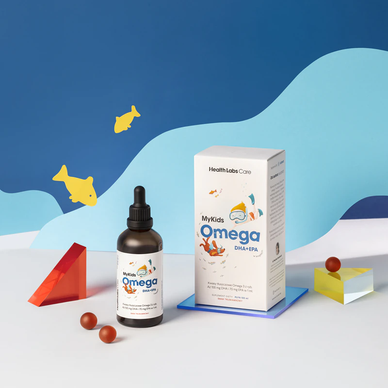 Health Labs Care MyKids Omega, suplemento alimentar em gotas para o bom funcionamento do coração e do cérebro.