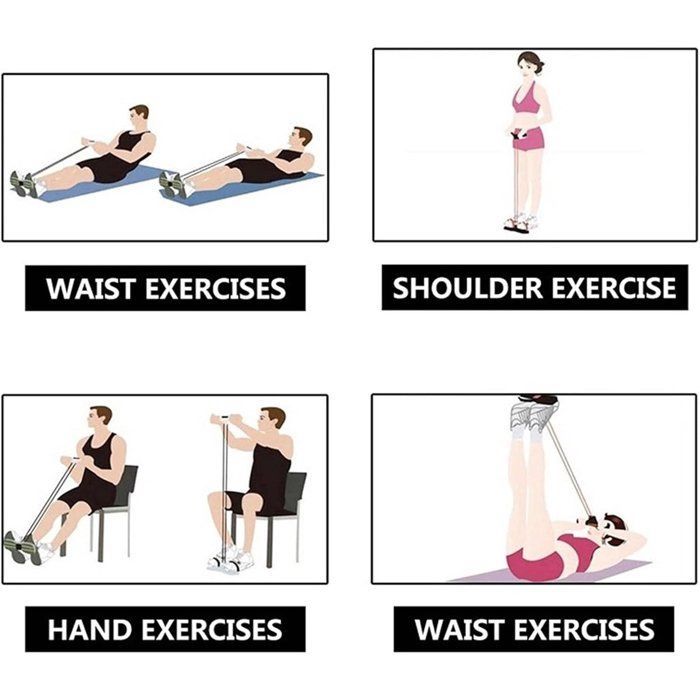 Dispositivo de entrenamiento abdominal - Máquina de ejercicios abdominales - Desarrollo muscular - 6 tubos - Cuerda elástica - Equipamiento deportivo -