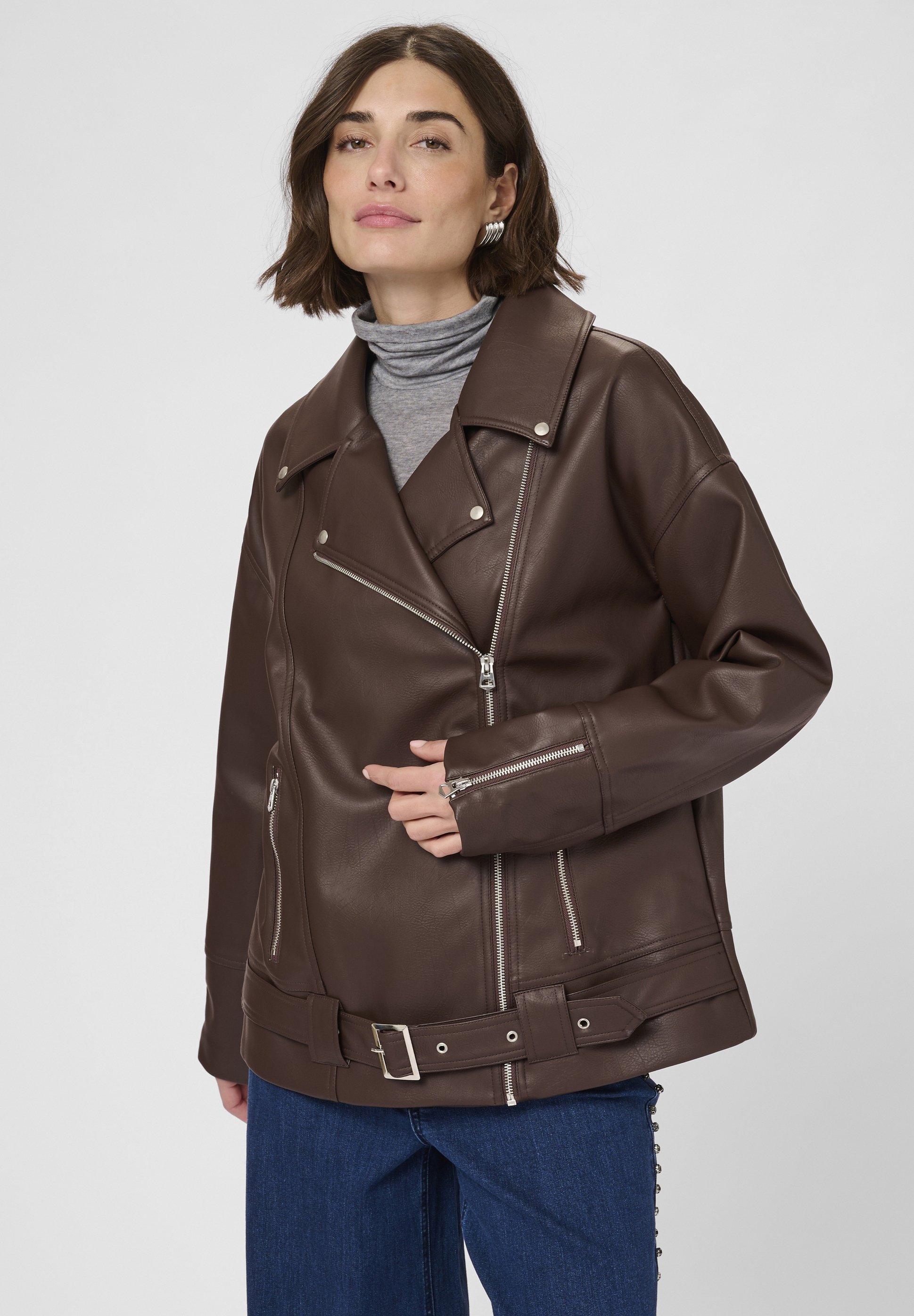 Culture Faux leren jas - koffieboon