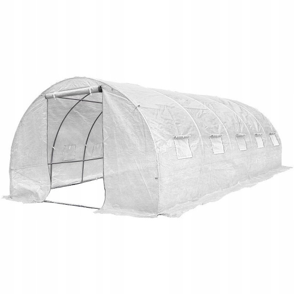 Tunel Foliowy Szklarnia PREMIUM siatka 3x8m biały GRUBY stelaż 25 mocny