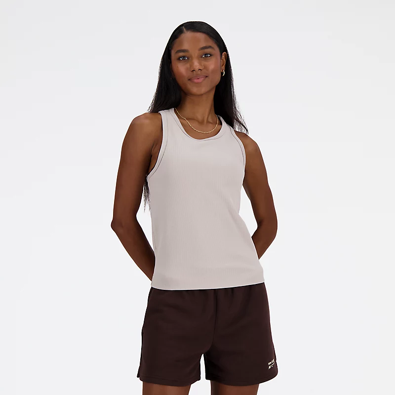 Damski Top Typu Racer Z Dzianiny Linear Heritage Rib Knit - MOONROCK