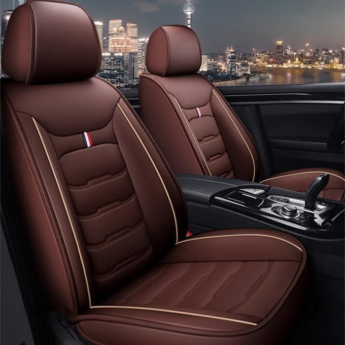 Housse de siège de voiture - MOMOTOU - Universelle - Cuir PU - Brun - Protection toutes saisons