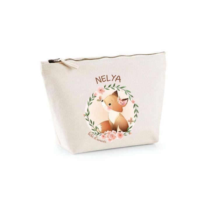 Trousse Nelya Bébé d'Amour Renard - Pochette enfant mignonne Toilette Maquillage - Idée Cadeau pour jeune