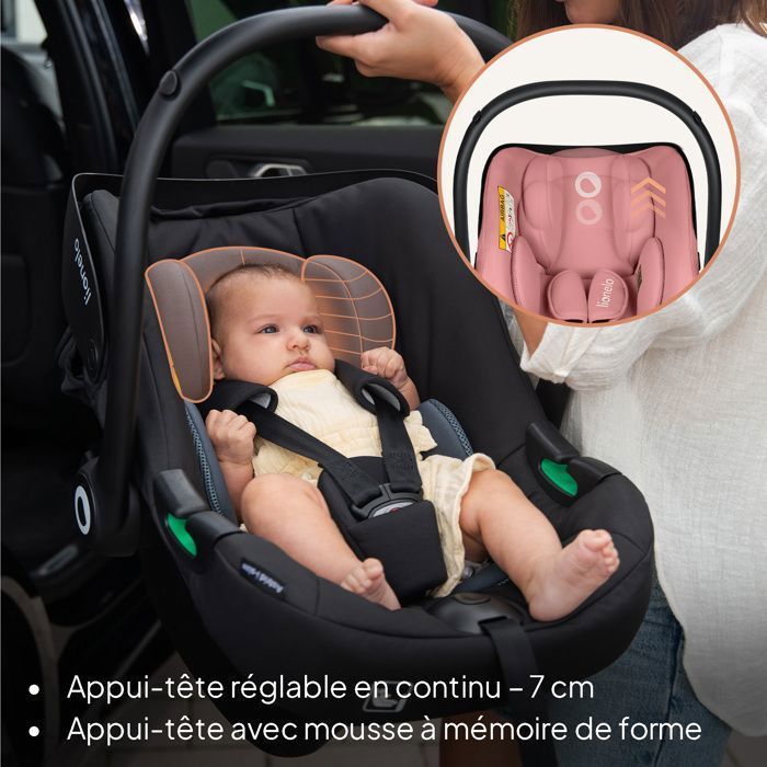 Silla de coche LIONELO Astrid i-Size 40-87 cm - Portabebés - Homologada por ADAC - Ligera - 0-13 kg - Grupo 0+ - Rosa