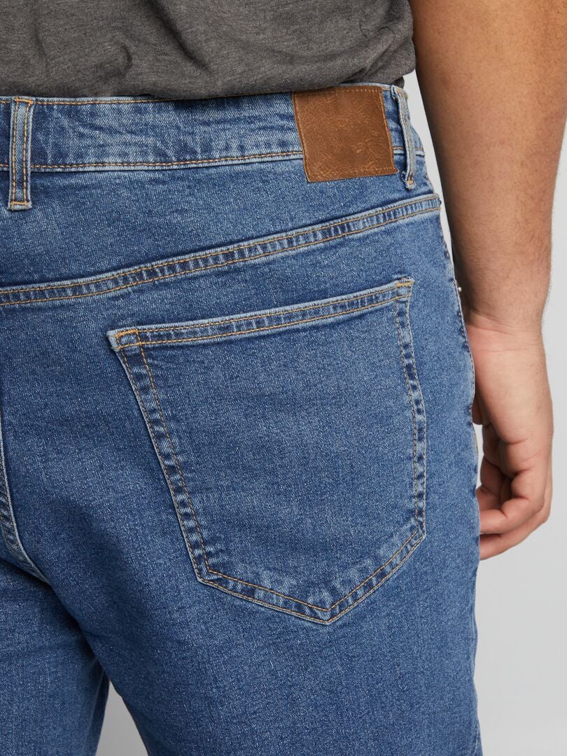 Calça jeans reta com 5 bolsos - L32 - AZUL