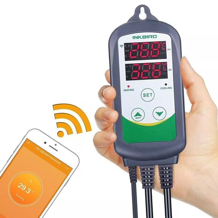 ITC-308-WIFI Prise Thermostat Connectée pour Chauffage Refroidissement, Régulateur de Température 2 Relais Avec Sonde TPE INKBIRD