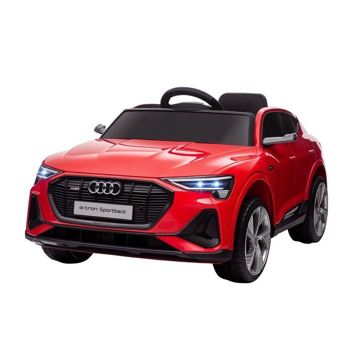 Coche eléctrico infantil - HOMCOM - Audi E-Tron Sportback 12V con licencia oficial, control remoto, LED, MP3, USB - PP - Rojo