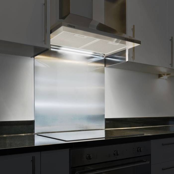 CIARRA Hotte Décorative 60cm A++ 2pcs Filtre à charbon 370m³/h Recyclage ou Evacuation 3 Vitesses INOX