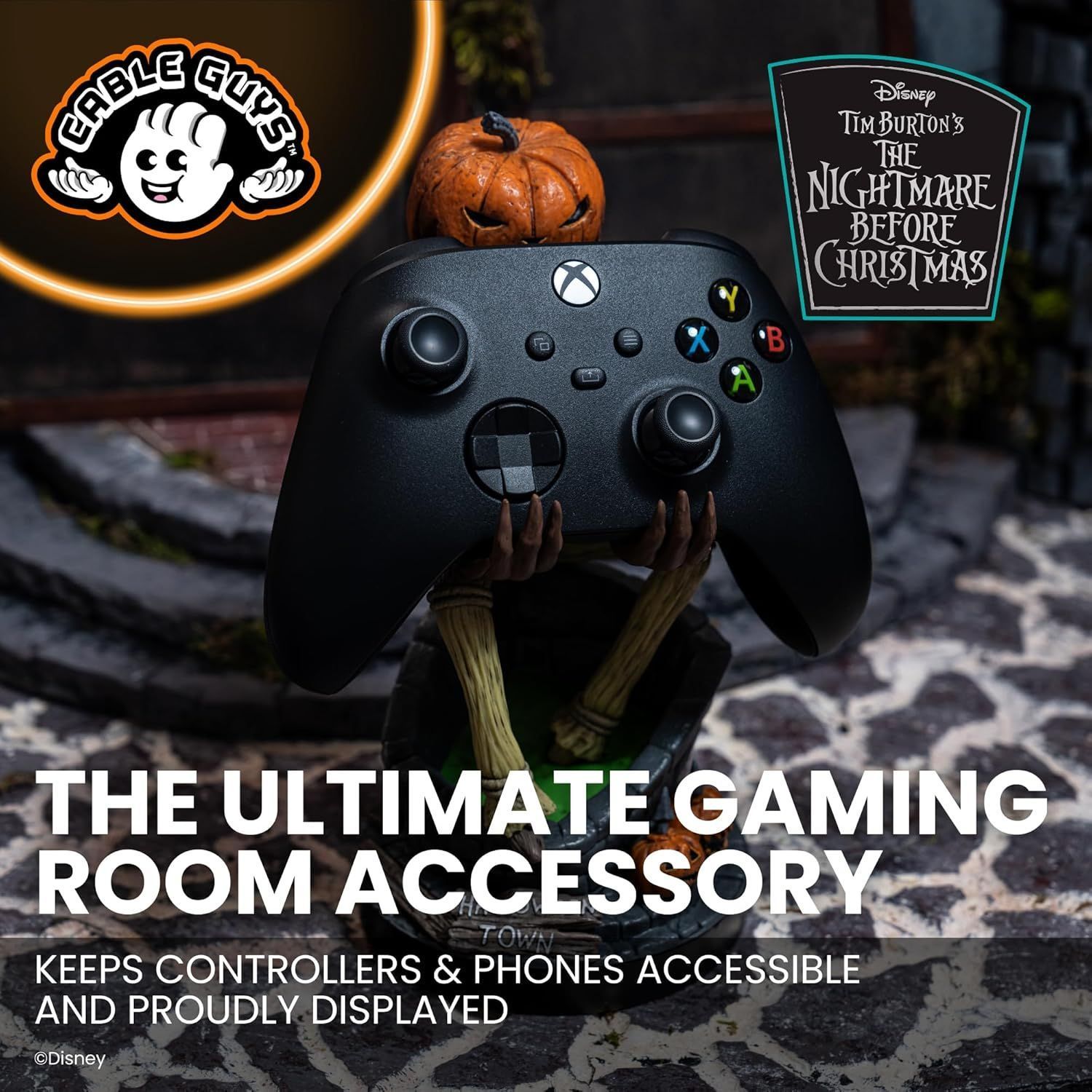 The Nightmare Before Christmas Pumpkin King Figurine - EXQUISITE GAMING - Cable Guys - Small Accessory Stand - 20 cm