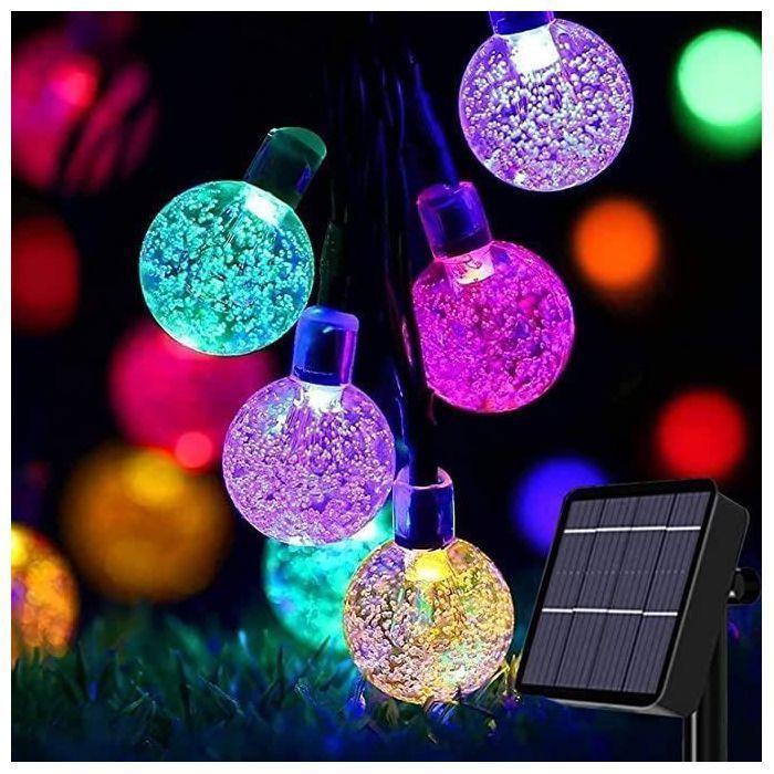 Guirnalda de luces solares impermeables de 7 m con 50 LED, 8 modos de iluminación, ideal para jardín, patio y fiestas (multicolor).