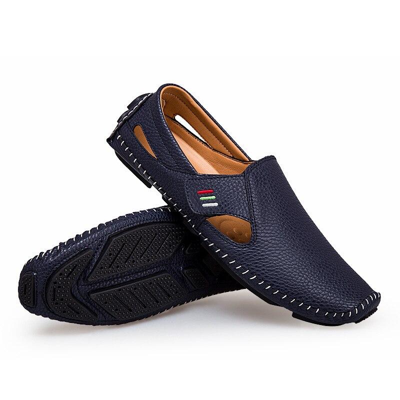 Nuove scarpe da uomo a rete in vera pelle, sandali estivi casual da uomo, mocassini da uomo, stile rilassato, traspiranti, taglie grandi 37 48
