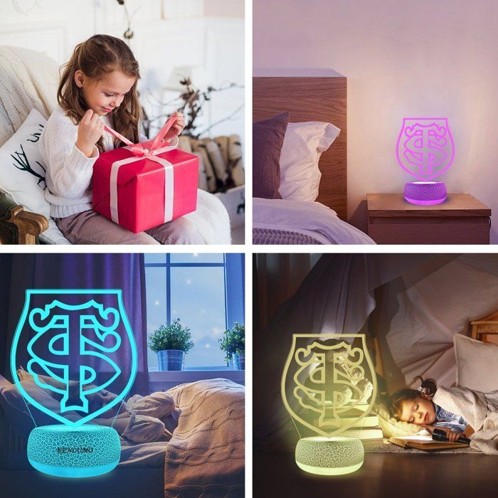 KENLUMO Veilleuse Rugby Stade Toulousain Lampe de chevet Noël Enfant Cadeau Lampe de nuit télécommande Changement de Couleurs