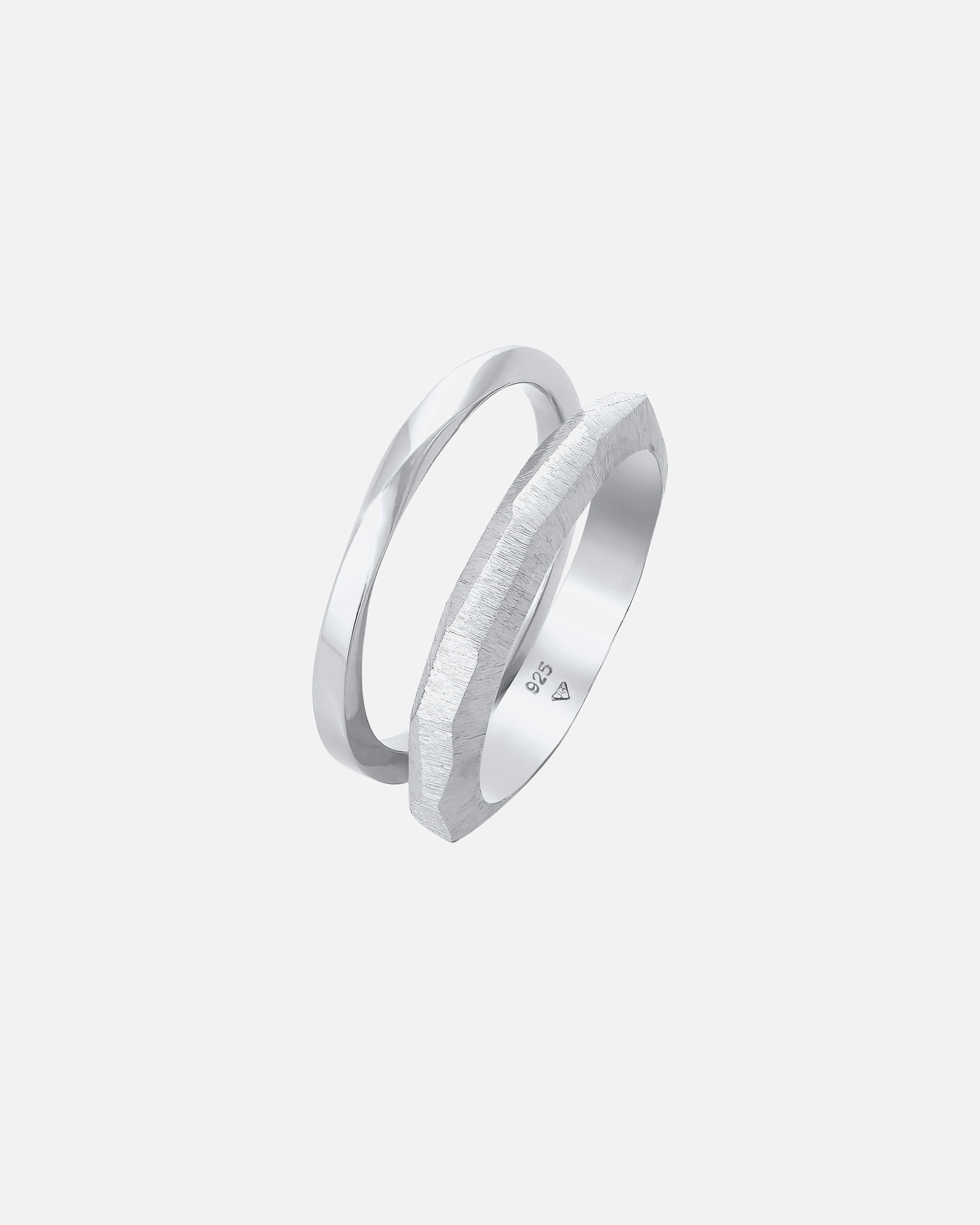 Elli PREMIUM Bague pour dames Duo Tendance de base à la structure torsadée en argent sterling 925