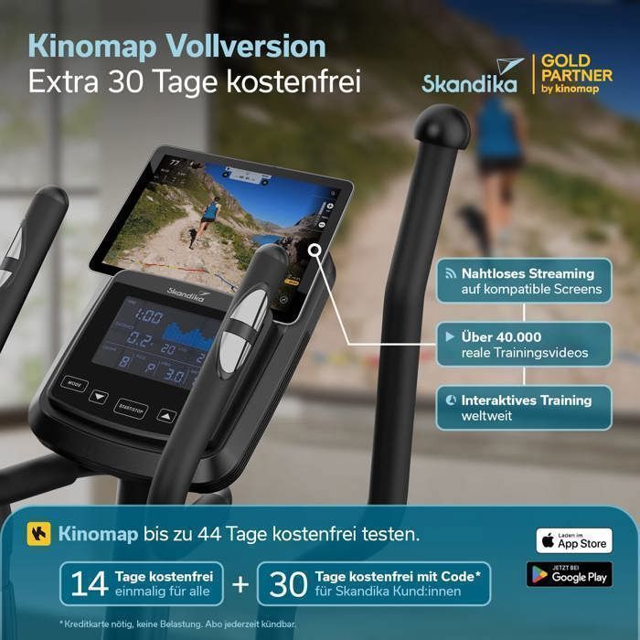 Skandika Fint P8-R Connected Elliptical Trainer - 32 Resistance Levels - 22 Programs - Max. 120 kg