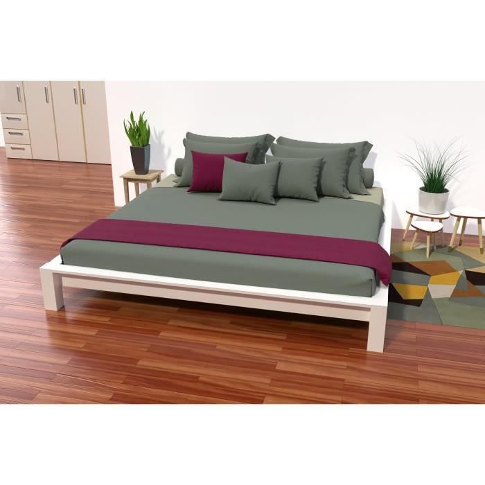 ABC FURNITURE - King Size Bed 200 x 200 cm wood - (White - 200x200)