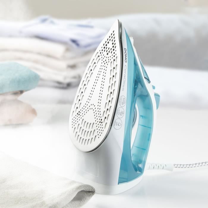 Fer à repasser vapeur - DOMO - DO7060S CeraGliss - 2400 W - 40 g/min - 320 ml - Bleu / Blanc