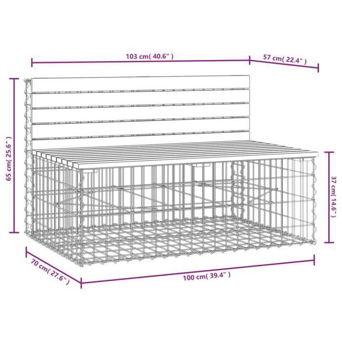 Panchina da giardino vidaXL Gabion Design 103x70x65cm in legno massello di abete di Douglas 834375