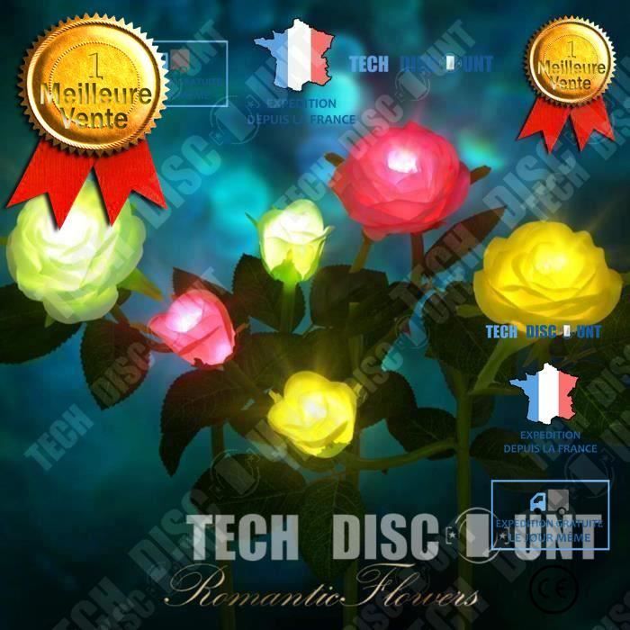 Lámpara LED solar para jardín TD® para exteriores, ramo de 3 flores artificiales decorativas en maceta, farol de jardín para patio.