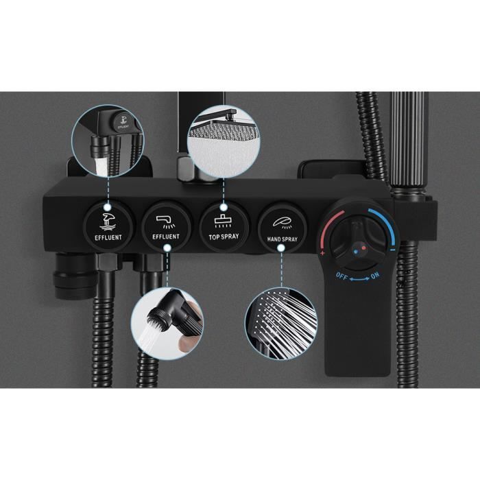 DNKELAR Thermostat-Duschsäule – Verstellbar – Messing – Schwarz