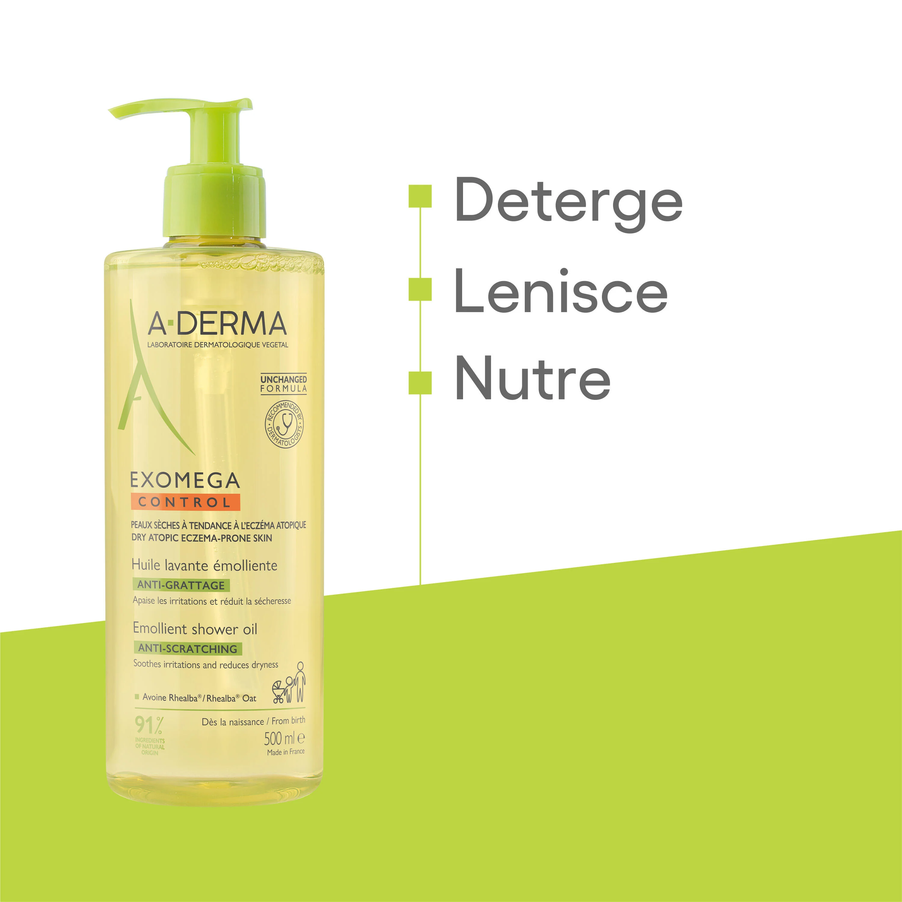 Exomega Control OLIO LAVANTE EMOLLIENTE ANTI-GRATTAGE - Olio Bagno, Olio Doccia, Trattamento Bebè