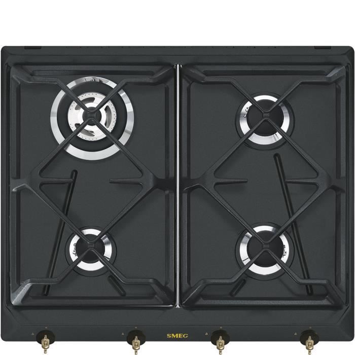 Cuisinière à gaz intégrée SMEG SRV864AOGH - Anthracite - 4 brûleurs - Émaillé