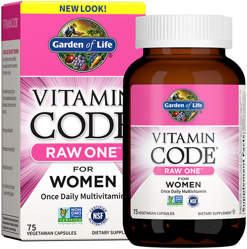 Garden of Life RAW Vitamin Code One para Mulheres, cápsulas de suplemento alimentar com complexo multivitamínico