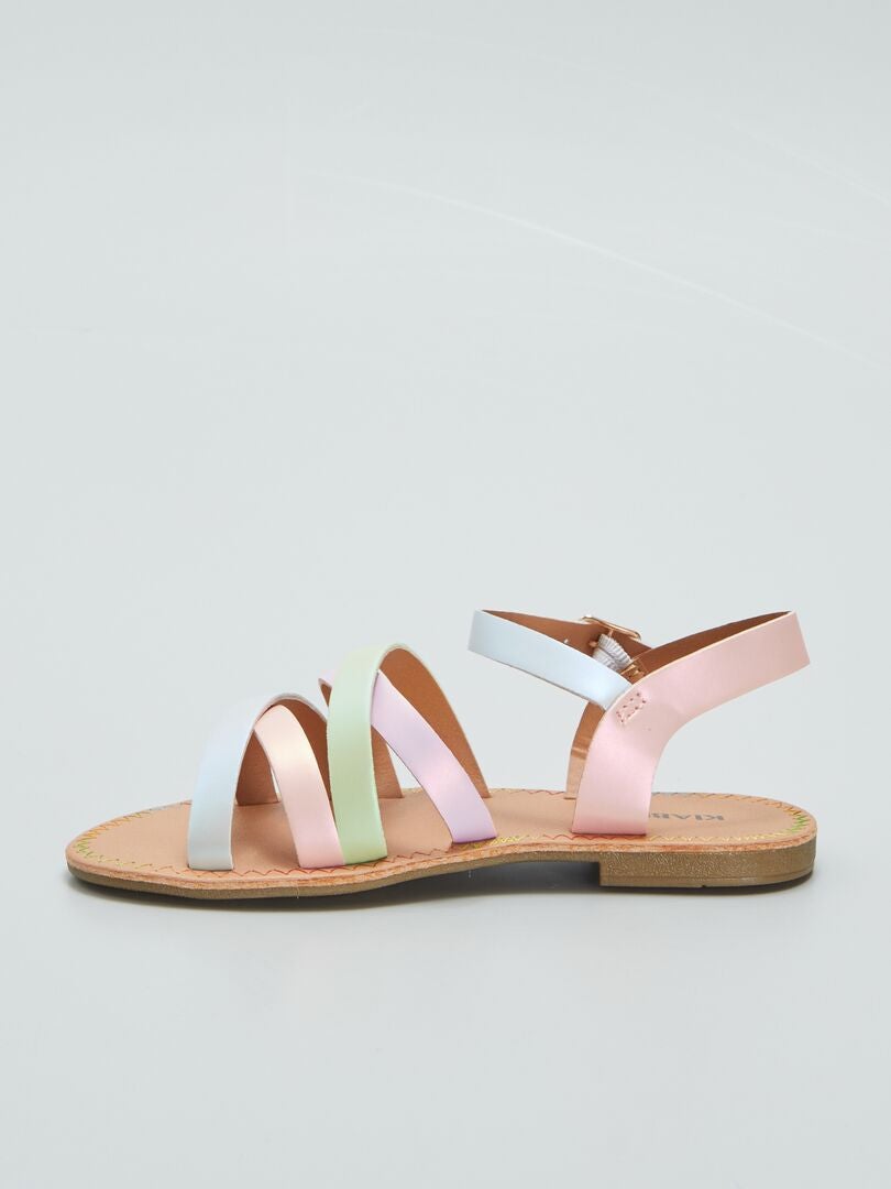 Sandalias de tiras multicolor - ROSA
