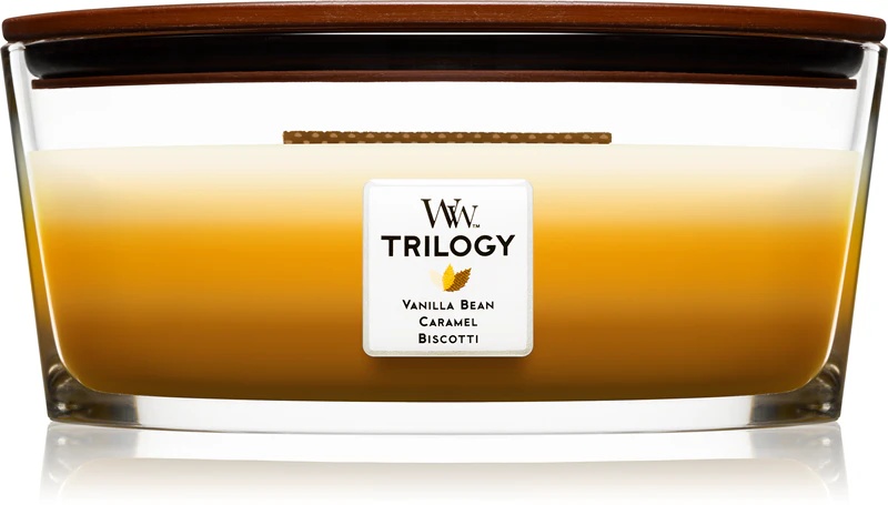 „Woodwick Trilogy Café Sweets“ kvapioji žvakė su medine dagtimi (žiedinis)