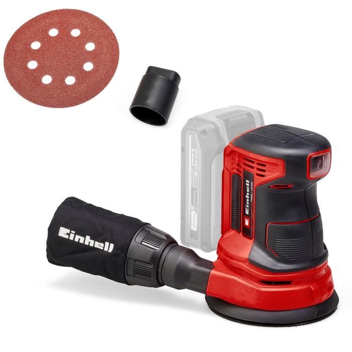 Einhell Ponceuse excentrique sans fil TE-RS 18 Li - Solo PXC (18V, avec 1 abrasif) Livré sans Batterie ni Chargeur