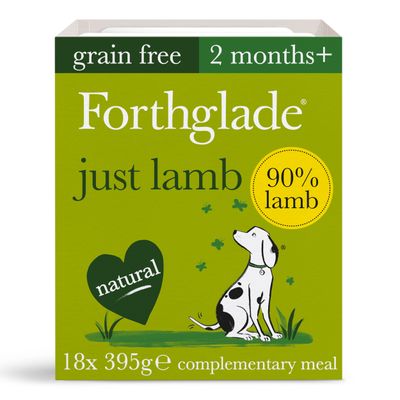 Ração úmida natural sem grãos Forthglade Just Grain-Free para cães - Somente cordeiro