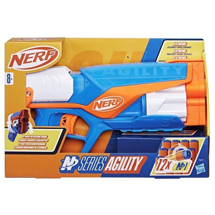 Blaster NERF Agility Serie N, 12 dardi Nerf N1 (solo per blaster Nerf Serie N), caricatore a tamburo da 6 dardi, giochi all'aperto