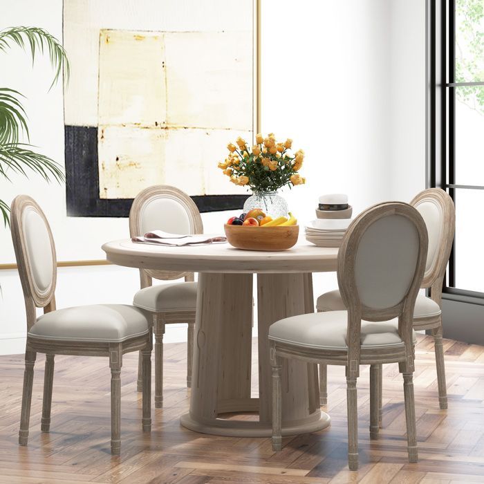 Ensemble de chaises de salle à manger - HOMCOM - Bois de caoutchouc - 49x56x96cm - Beige