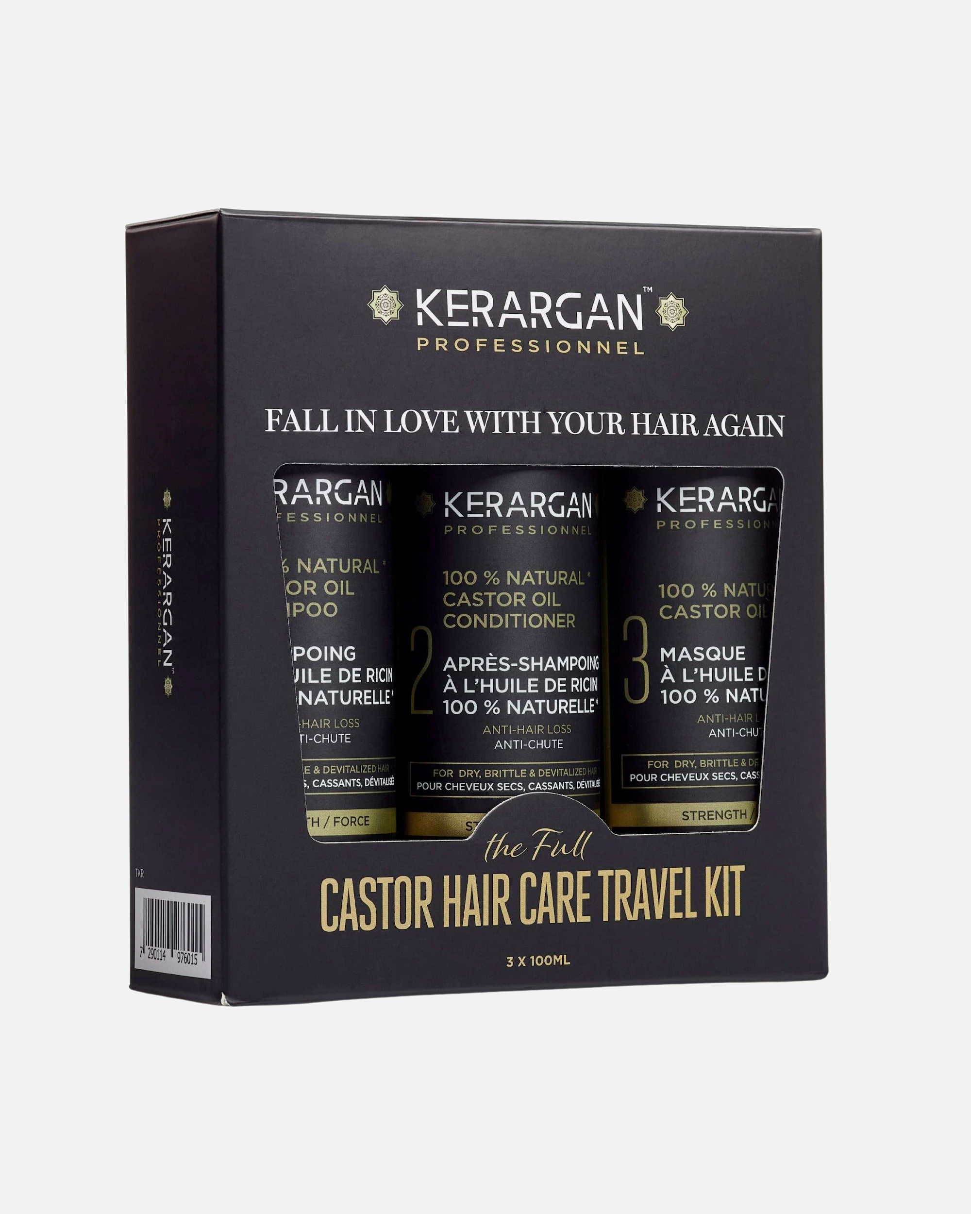 Kerargan Kerargan - Kit de Voyage Anti-Chute à l’Huile de Ricin - Fortifie & Favorise la Croissance