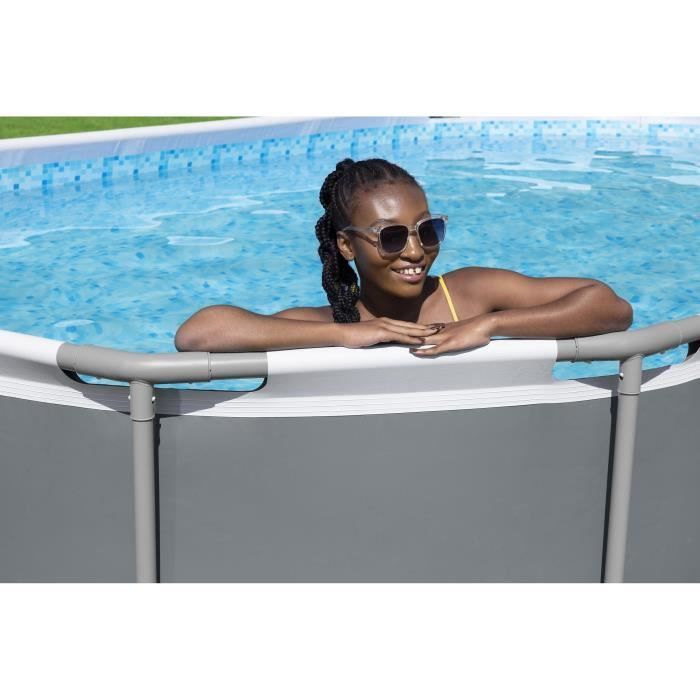 Kit piscina tubolare fuori terra BESTWAY - Steel Pro Max™ - 488 x 305 x 107 cm - Ovale (filtro a cartuccia, scaletta)