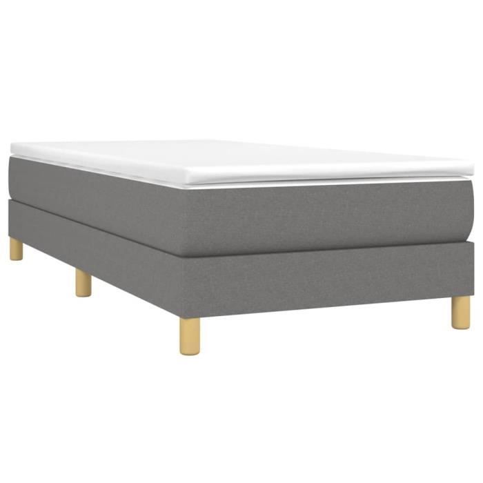 Base de cama con muelles GAROSA - 90x190 cm - Tela gris oscuro - Fácil montaje - Individual